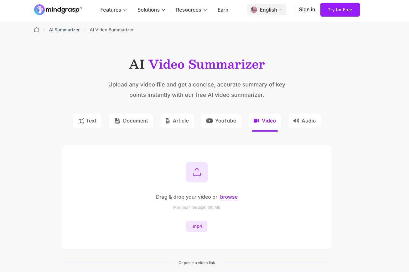 Six input formats supported on Mindgrasp AI