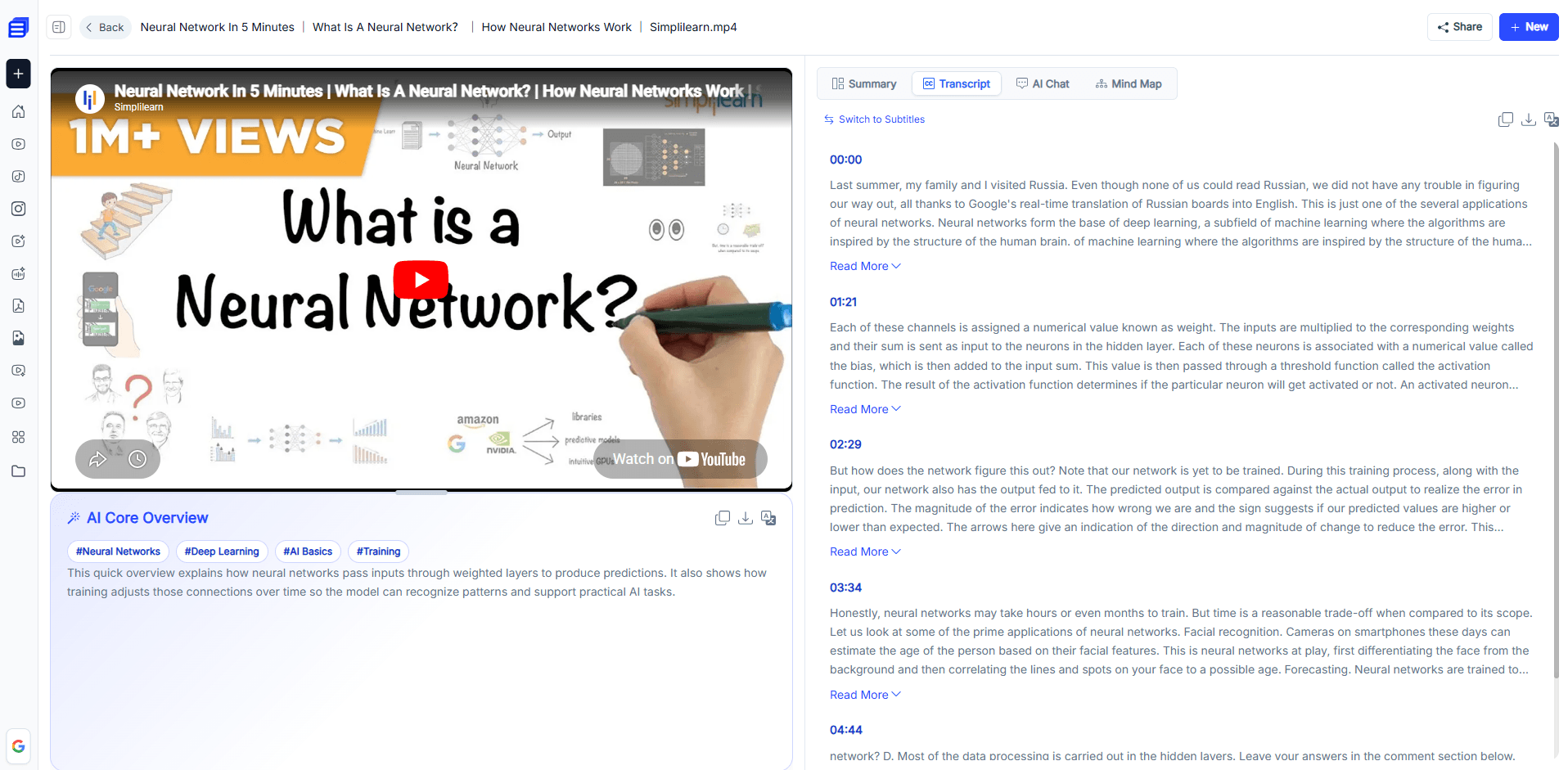 Recreate YouTube Subtitles with AI Video Summarizer