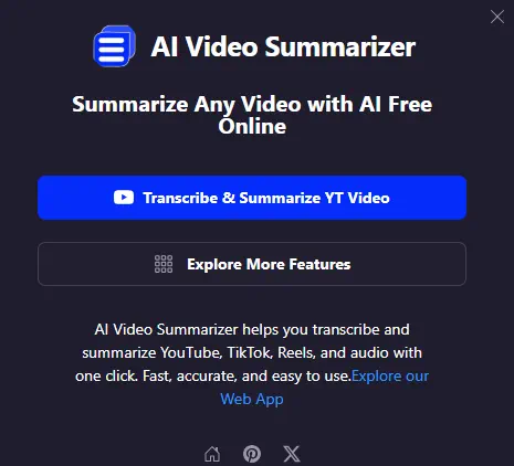AI Video Summarizer Chrome extension