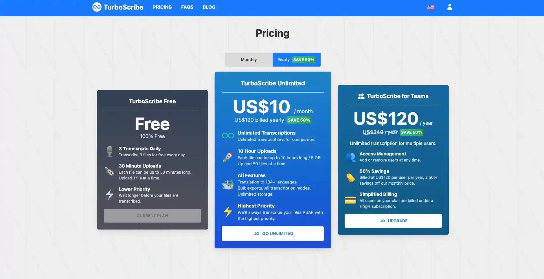 TurboScribe Pricing