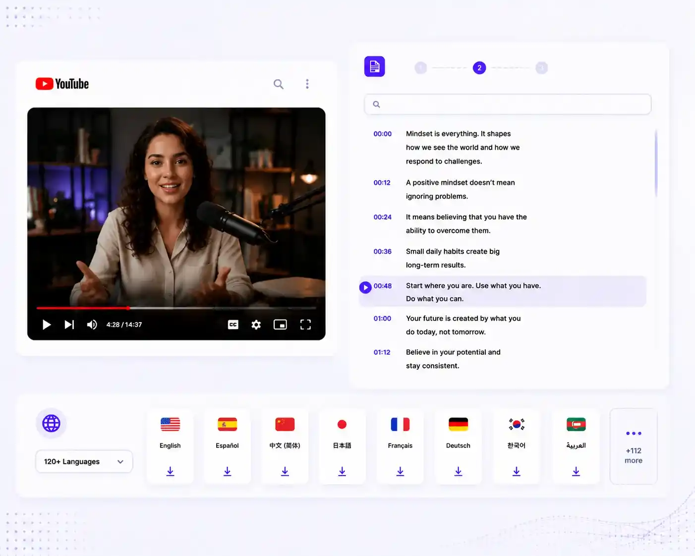 Instant Transcript Download with Searchable Timestamps