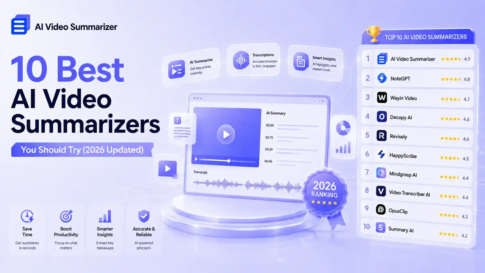 10 Best AI Video Summarizers You Should Try (2026 Updated)