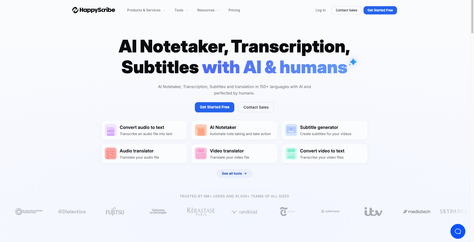 HappyScribe homepage