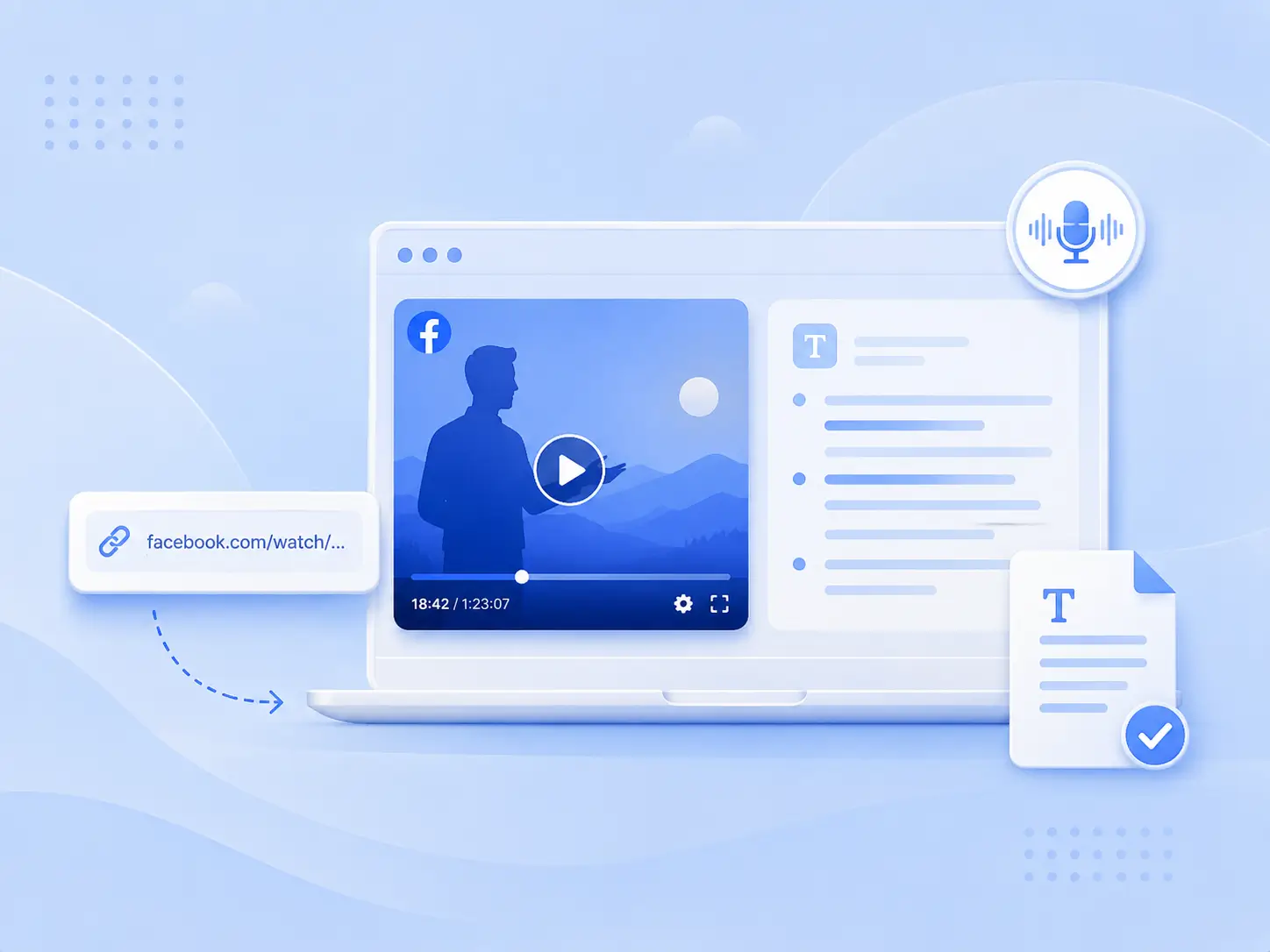 Transcribe Long Facebook Video to Text Free Online
