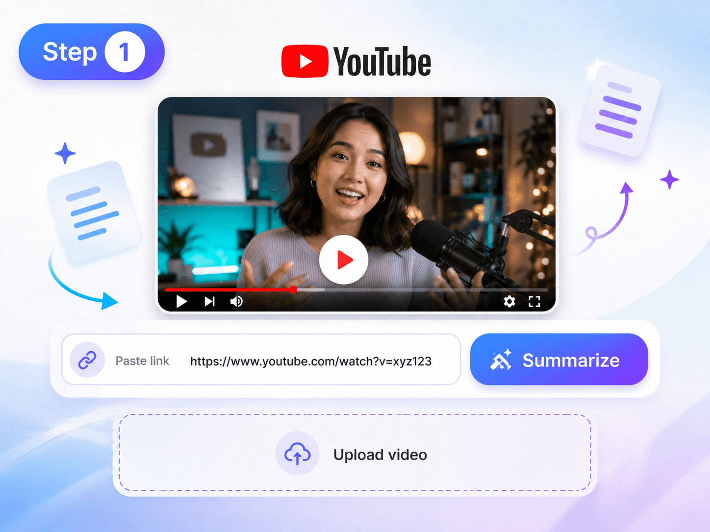 Cole o link do vídeo do YouTube ou envie o vídeo